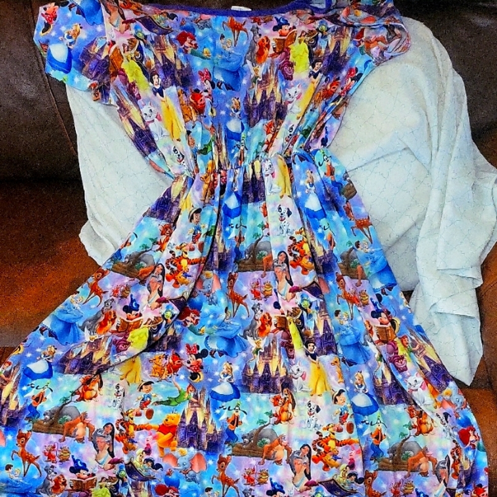 Blue Sleeveless Crew Neck Sundress